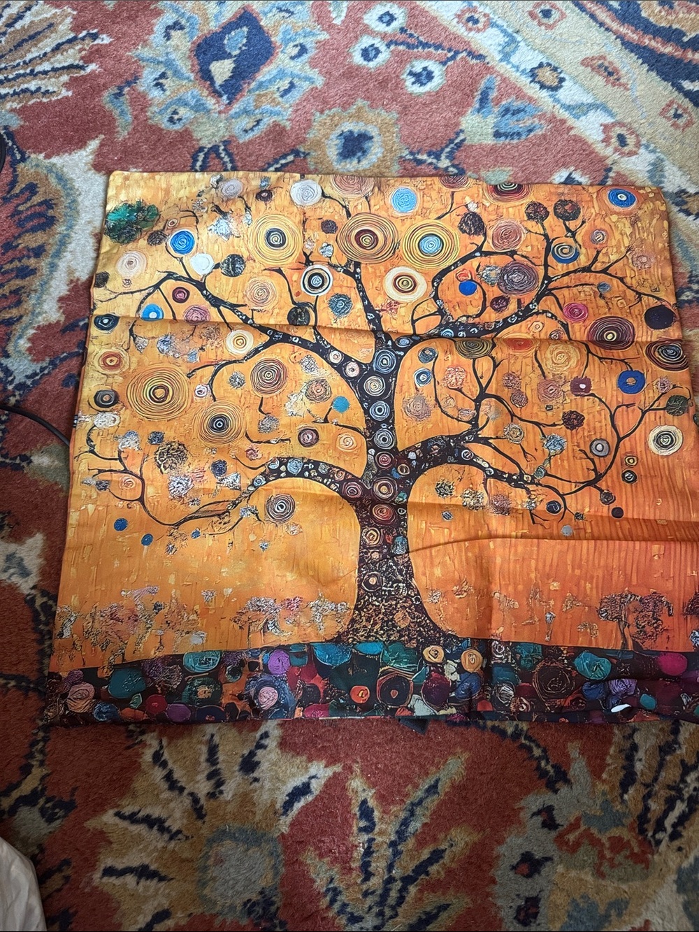 Two Modern Vibrant Orange Tree pillow cover Tapestry